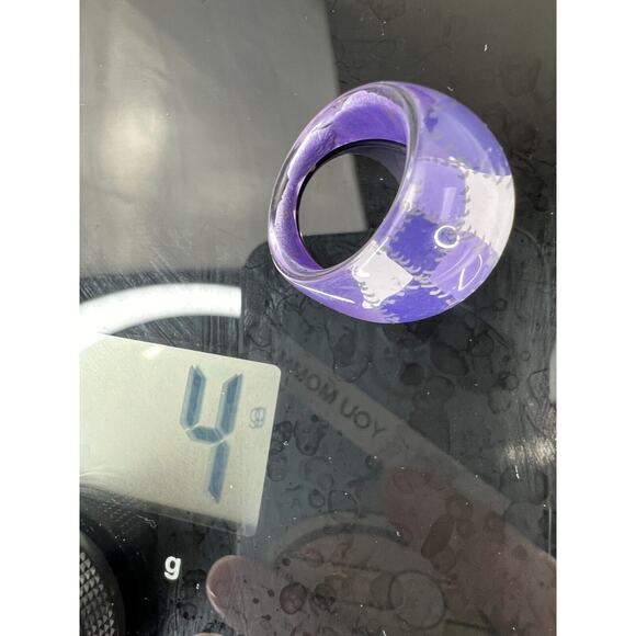 Women's Fashion Jewelry Purple Checkered Trendy Statement Dome Ring - Size 7 Y2K - Picture 7 of 8